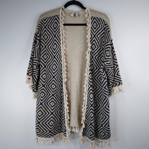 World Market Boho Aztec Tassel Open Front Cardigan OS - Picture 1 of 9